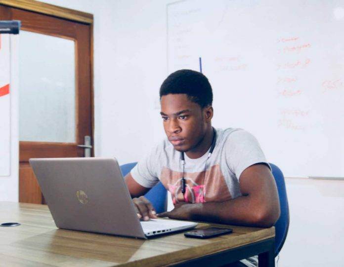 Man working on laptop