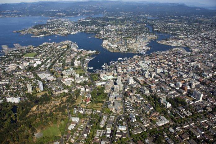 Aerial view of Greater Victoria, BC.